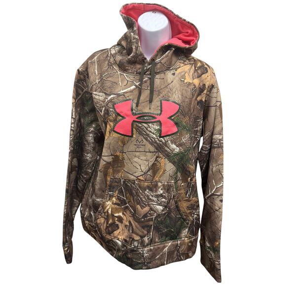 Under Armour Sweaters - Under Armour Womens XL Realtree Pink Camo Pocket Pullover Hunting Mossy Oak